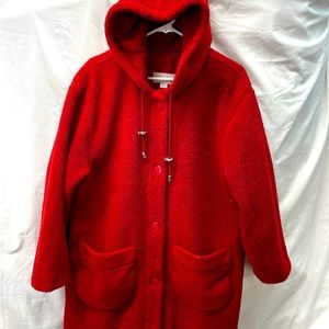Carlo briani thick hooded fleece coat 36” long sz L